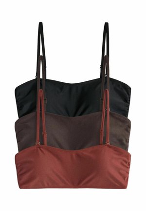 BANDEAU FIT - 3 PACK STRAPPY BIKINI TOP  . - Bikini top - black brown