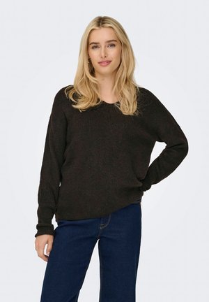 ONLCAMILLA V-NECK LS KNT - Strickpullover - chocolate torte