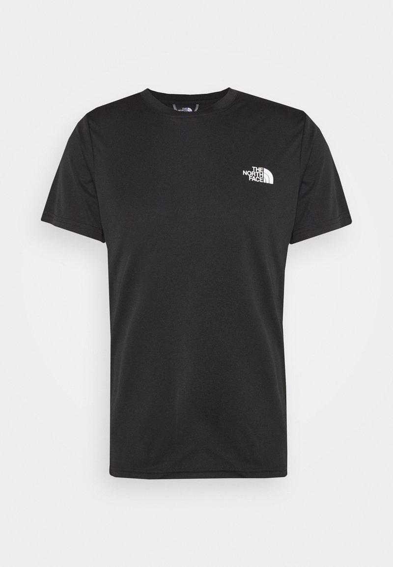 Czarna koszulka z krótkim rękawem wykonana z gładkiego, lekkiego materiału, z białym logo na lewej piersi. Klasyczny fason z okrągłym dekoltem.