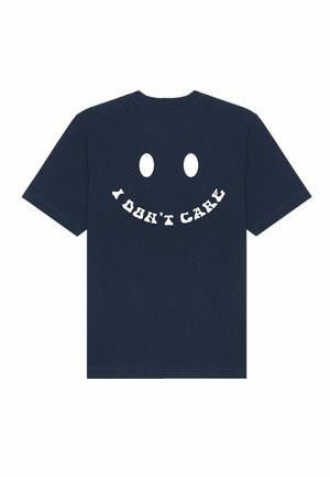 I DONT CARE  BACK PRINT HEAVYWEIGHT - T-shirt imprimé - dark blue
