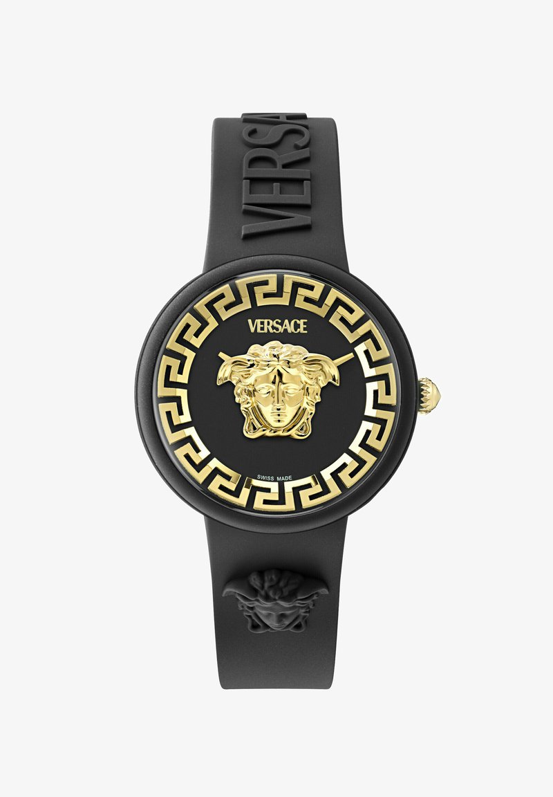 Must mustrelo kellav käekell kuldse Medusa kellanäo ja kreeka võtme mustriga. Omab mati rihma, millel on reljeefne Medusa aktsent. Šveitsi valmistatud.