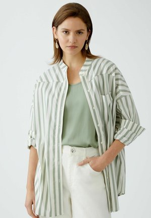 Oui LONG - Button-down blouse - green white