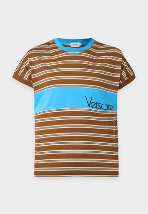 Versace, STRIPED VINTAGE LOGO - T-shirt imprimé - chestnut/beige/chocolate