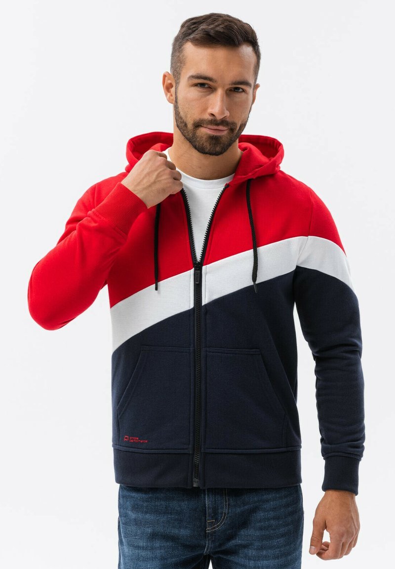 Ombre THREE-COLOR WITH A HOOD B1419 - Sudadera con cremallera - red
