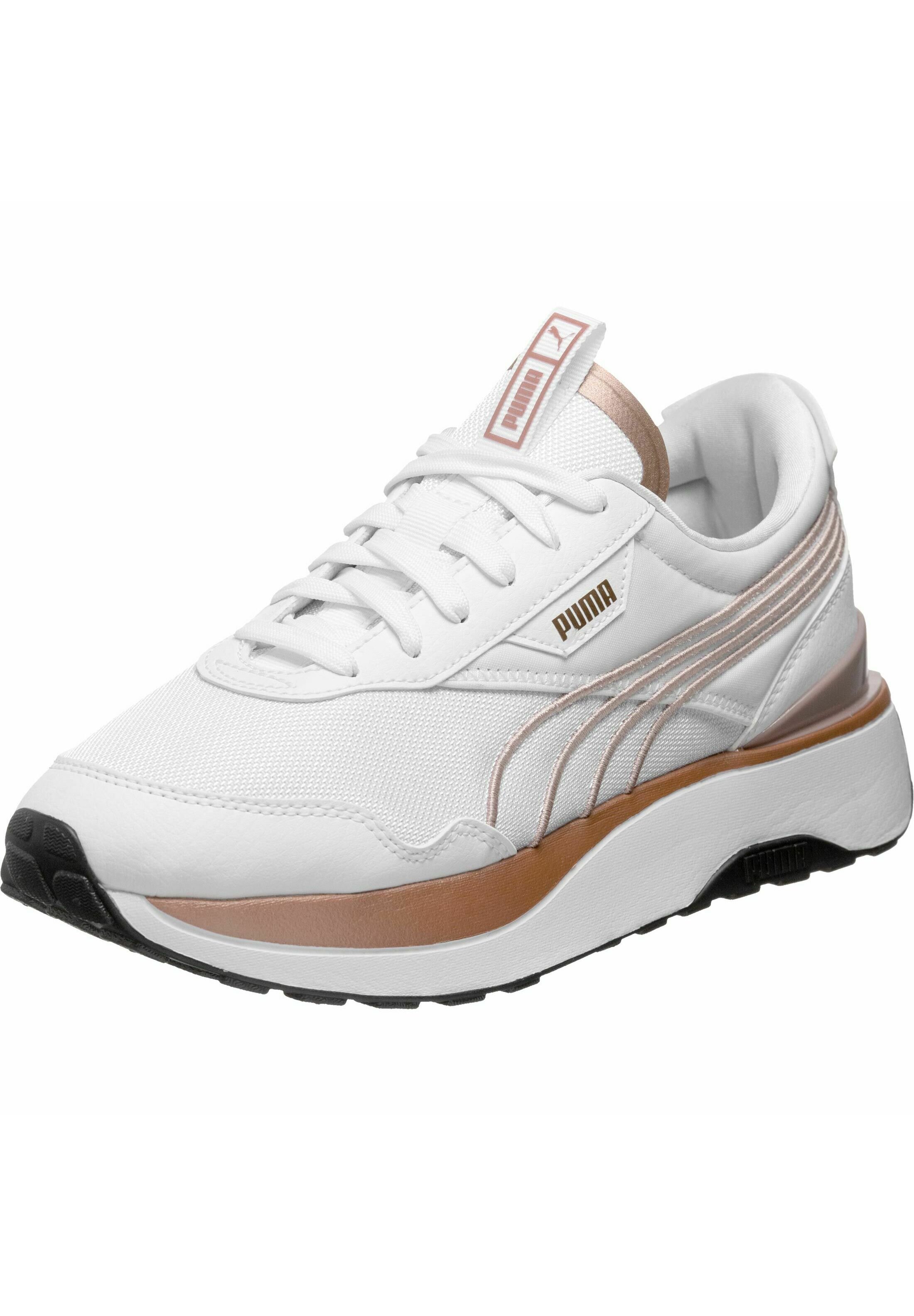 puma cruise rider metal trainers in white and rose gold