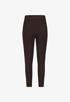 Sublevel, GERIPPTE LEGGINGS ELASTISCHER BUND UNIFARBEN ALLTAG - Leggings - Trousers - dunkelbraun