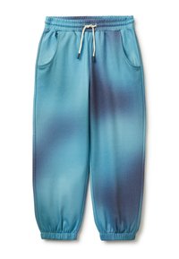 Blaue Gradient-Jogginghosen aus weichem, elastischem Material, mit einem elastischen Bund und Bündchen sowie zwei Seitentaschen für zusätzliche Funktionalität.