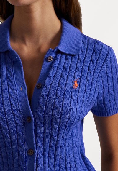 Polo Ralph Lauren CABLE COTTON SHORT SLEEVE POLO CARDIGAN - Vest - maidstone blue