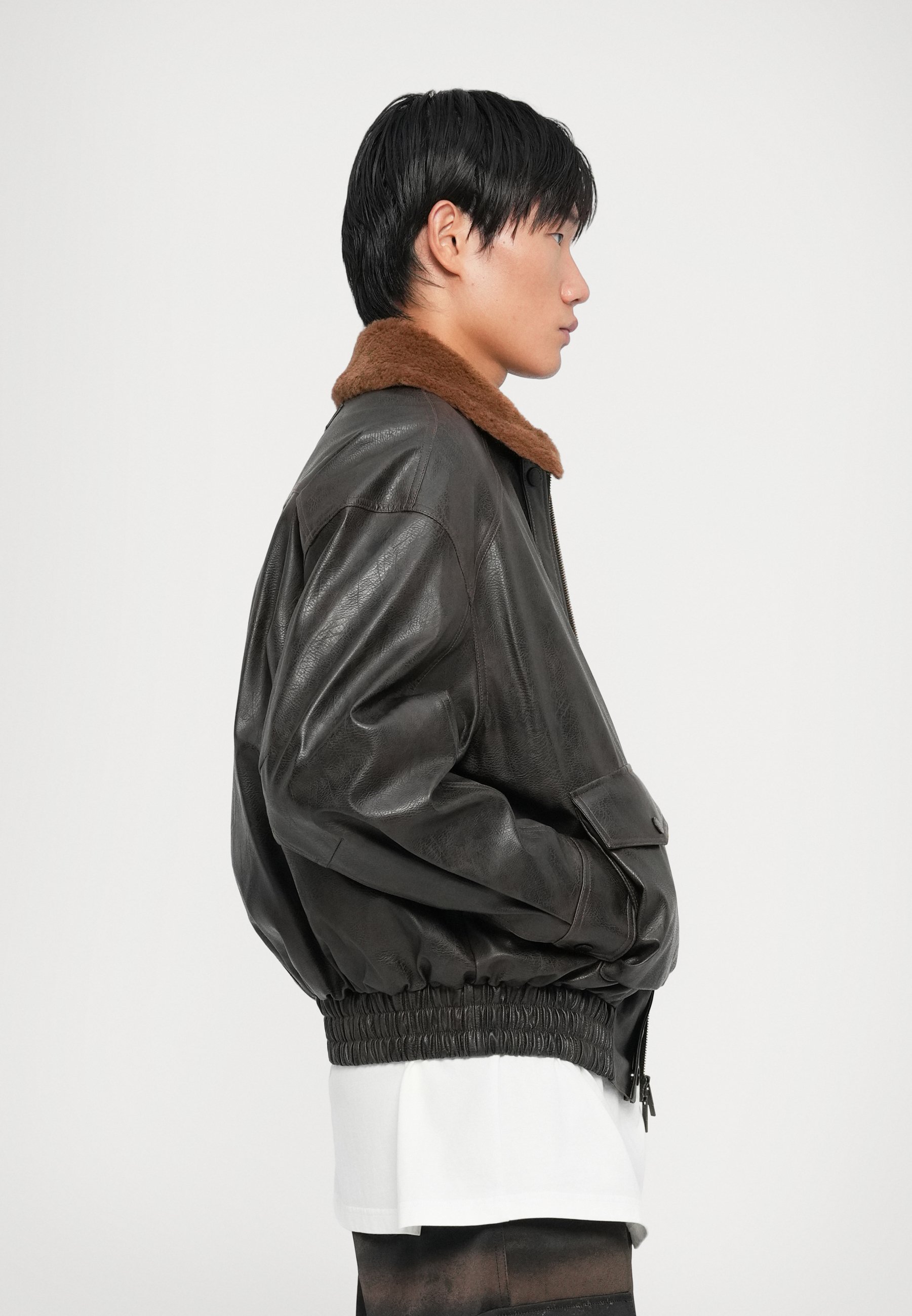 Feng Chen Wang Faux leather jacket - dark brown - Zalando.co.uk