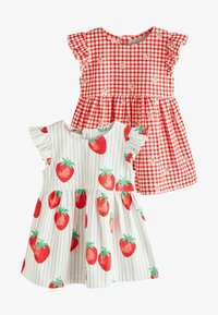 Selected, red blue strawberry gingham print