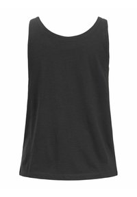 Top sin mangas negro de algodón suave, con un escote redondeado y un corte holgado con un dobladillo recto.