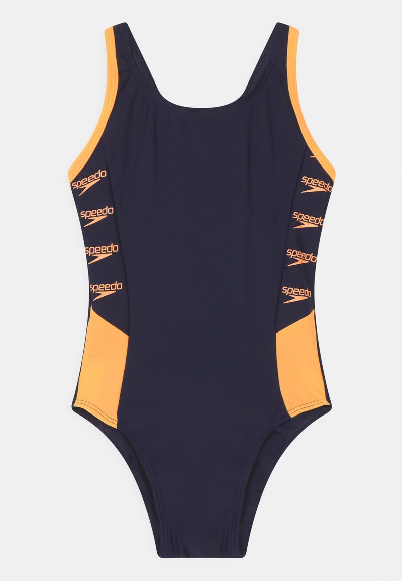 Speedo BOOM LOGO SPLICE MUSCLEBACK Bañador true navy/papaya punch