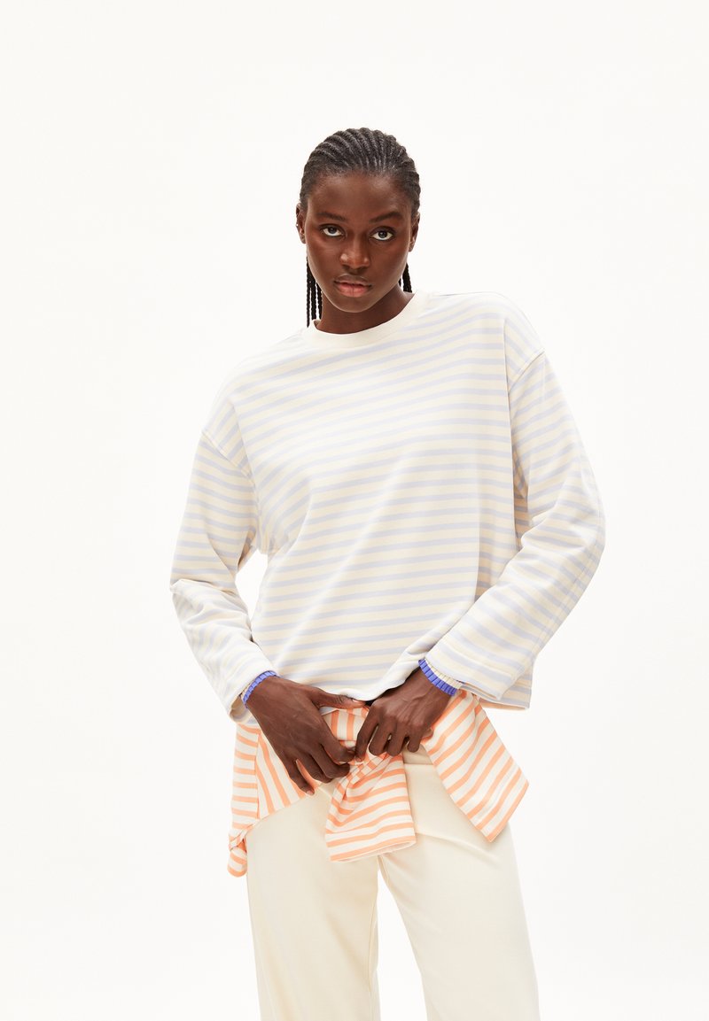 ARMEDANGELS FRANKA STRIPE - Maglietta a manica lunga - morning sky undyed