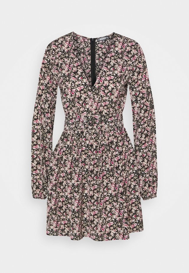 NECK SKATER DRESS - Robe d'été - black