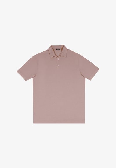 Korte mouwen polo shirt in zacht roze katoen met een omgeslagen kraag en een drieknoopsluiting, voorzien van een naadloos lichaam en een minimalistisch ontwerp.