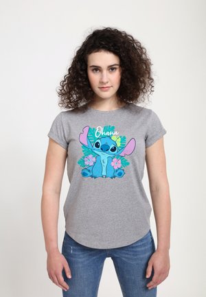 LILO & STITCH OHANA STITCH FLOWERS - T-shirt con stampa - light heather