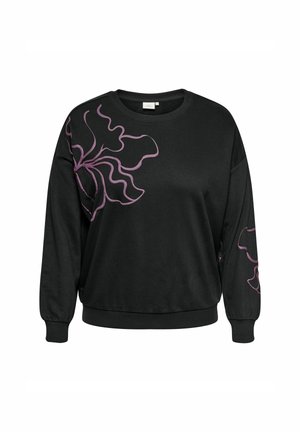 Felpa nera con maniche lunghe, caratterizzata da un grande motivo floreale viola sul lato sinistro. Realizzata in tessuto morbido con una vestibilità comoda.