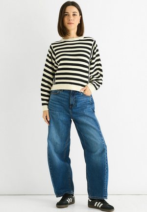 CONTRAST STRIPE LOOSE FIT - Jumper - white