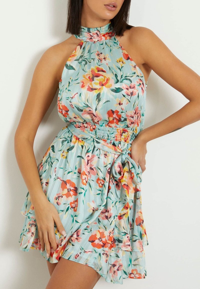 guess floral halter dress Printed Halter-Neck Mini Dress