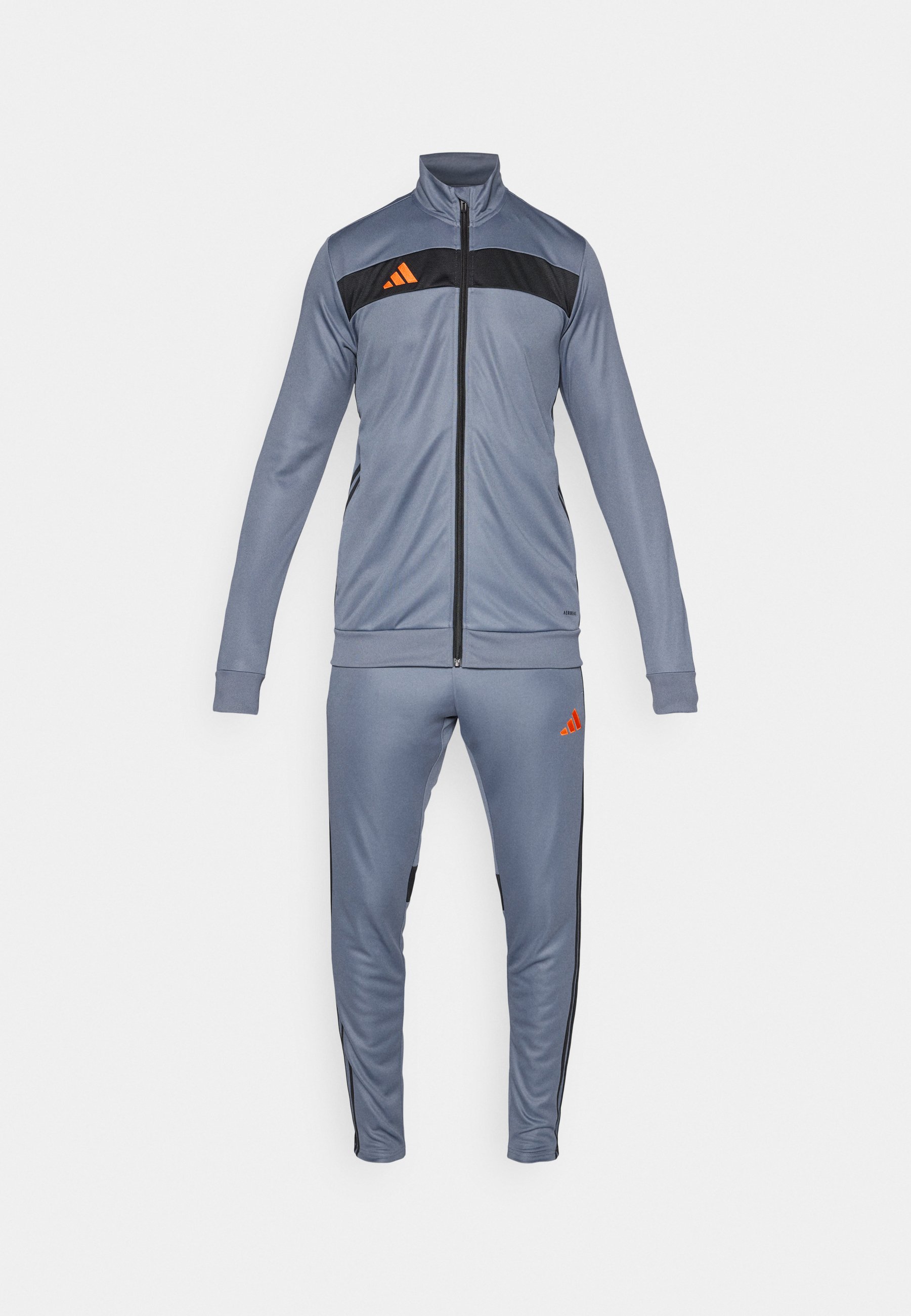 grey and orange adidas tracksuit