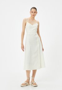 Koton BUTTON DETAIL NECK THIN STRAPPY MIDI - Vestido informal - beige
