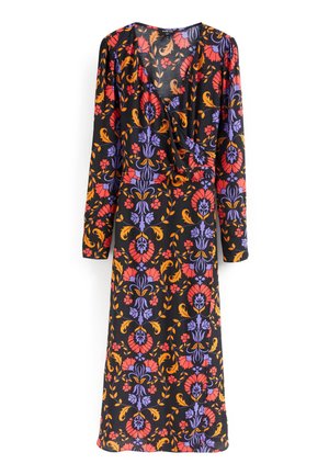 PRINTED WRAP - REGULAR FIT - Maxi šaty - black