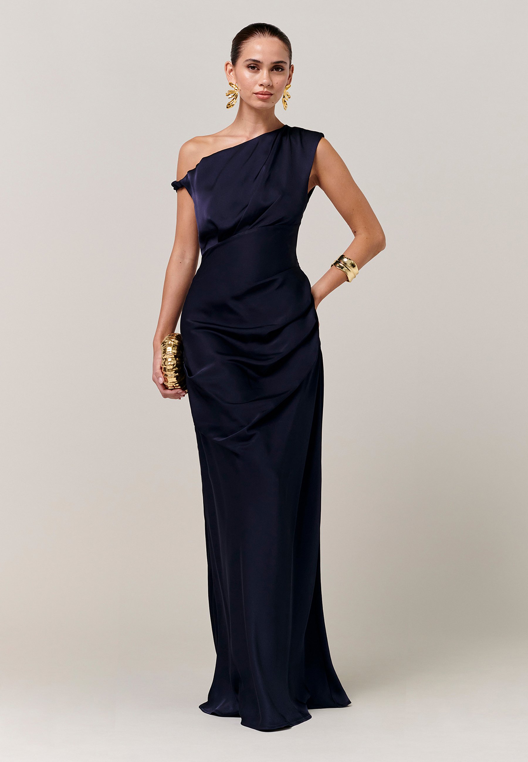 dark blue velvet prom dress Long Velvet Formal Dress with V-Neck main image 0