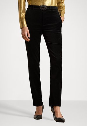 STRETCH VELVET CROPPED PANT - Nadrágok - black