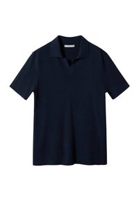 Tummansininen lyhythihainen polo-paita, joka on valmistettu pehmeästä kankaasta. V-aukkoinen malli ja rento istuvuus. Ominaisuudessaan klassinen ja siisti siluetti.