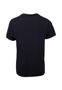 Polo noir uni à manches courtes, vu de dos, avec un col simple et sans logos ni motifs visibles.
