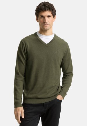 PULLOVER V-NECK - Svetrík - grün-meliert