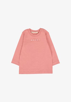 Jasnoróżowa koszula z długim rękawem, wykonana z miękkiej bawełny, z okrągłym dekoltem, z zatrzaskami na ramieniu i logo "MARNI" w białym kolorze.