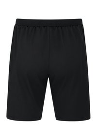 Schwarze Sportshorts mit einem elastischen Bund, aus glattem, leichtem Material, mit einem schlichten Design und ohne sichtbare Verzierungen.