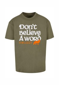 Merchcode THIN LIZZY - DONT BELIEVE A WORD FOX HEAVY - T-shirts med print - olive
