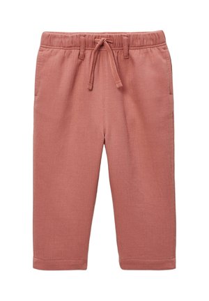 Pantalon pour tout-petit en rose poudré à texture douce, avec taille élastique et cordon de serrage à l'avant, doté de poches latérales et de jambes droites.