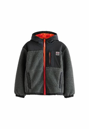 REGULAR FIT - BORG ZIP THROUGH HOODED  - Fleecetakki - black