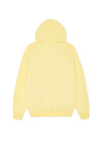 Κίτρινο φούτερ με κουκούλα, με ριμπ τελείωμα και μανσέτες, διαθέτει λεία υφή και κλασικό σχέδιο. Η πίσω όψη δεν έχει επιπλέον λεπτομέρειες.