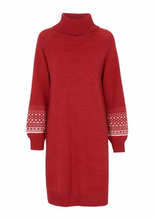 WITH PATTERNED SLEEVES - Stickad klänning - red patterned