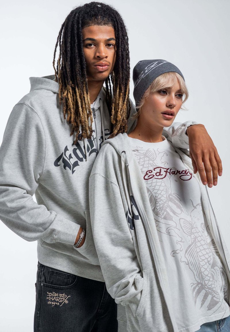 Ed Hardy DRAGON - Sudadera con cremallera - beige marl