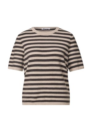Street One, KURZARM PULLOVER MIT RUNDHALS UND STREIFEN - T-shirt imprimé - clay sand mel.