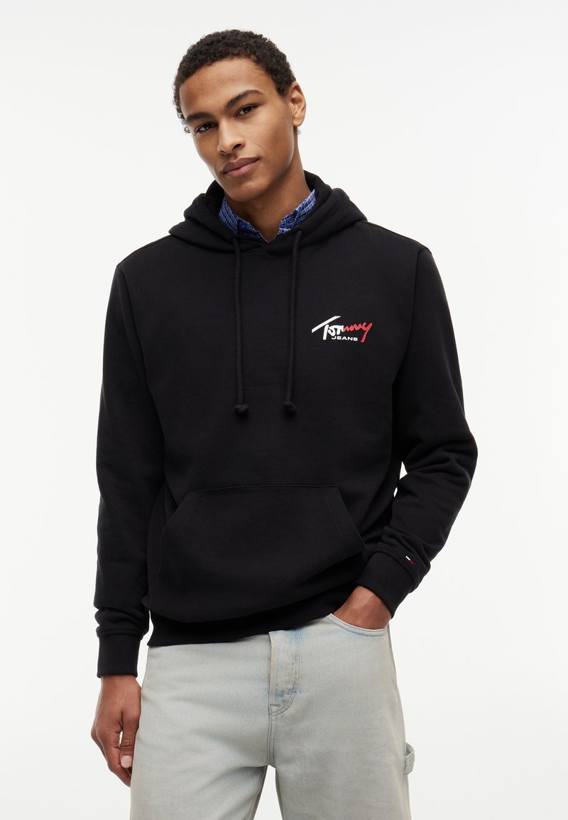 Tommy Jeans ENTRY SIGN HOODIE - Mikina s kapucí - black