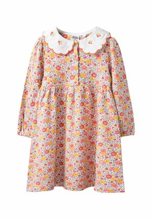 REGULAR FIT - EMBROIDERED COLLAR BUTTON FRONT - Jerseyklänning - rust orange autumnal floral