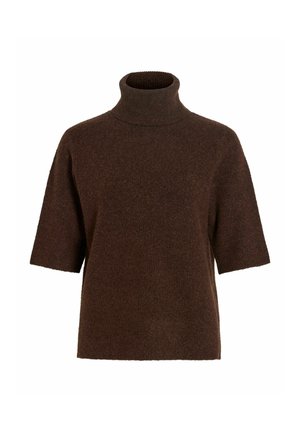 VILA, KNITTED TOP VILOLO TURTLENECK - T-shirt imprimé - coffee bean