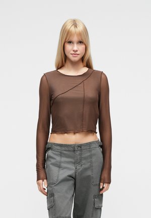 NMARUBA OVERLOCK - Μπλούζα με μακριά μανίκια - chocolate brown