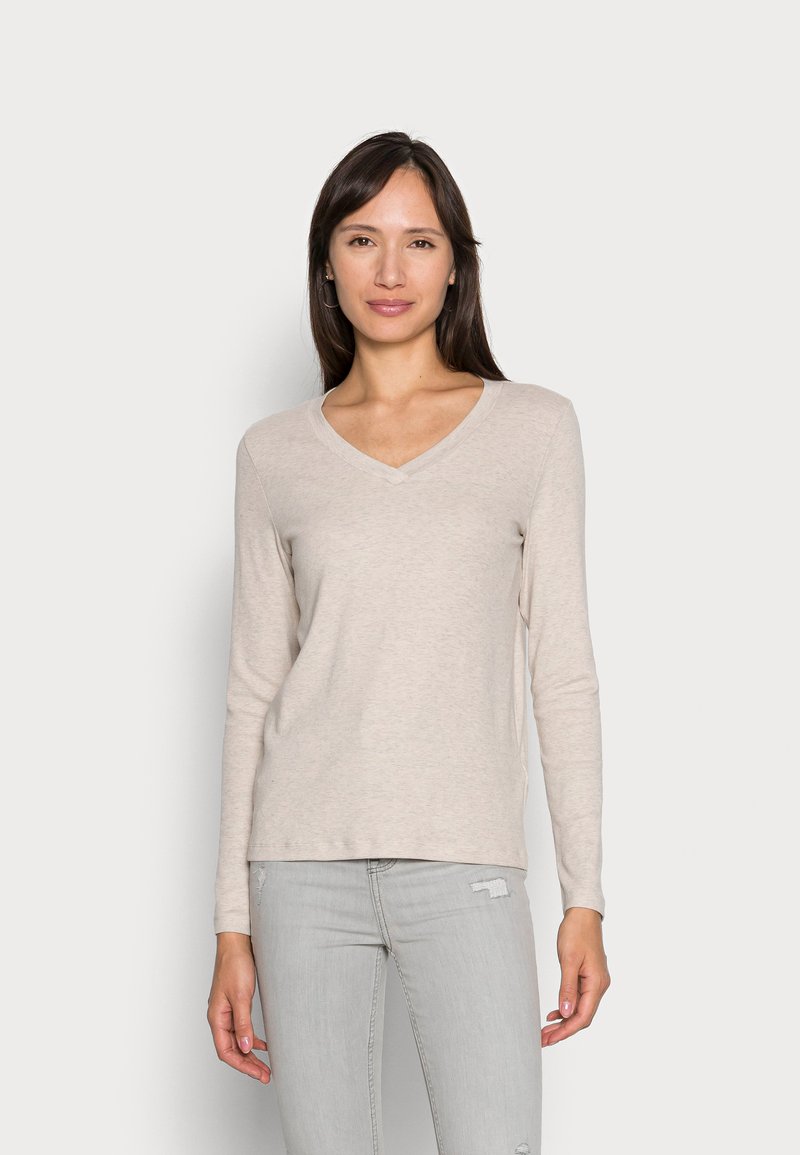 TOM TAILOR V-NECK - Camisola de manga comprida - cold beige melange
