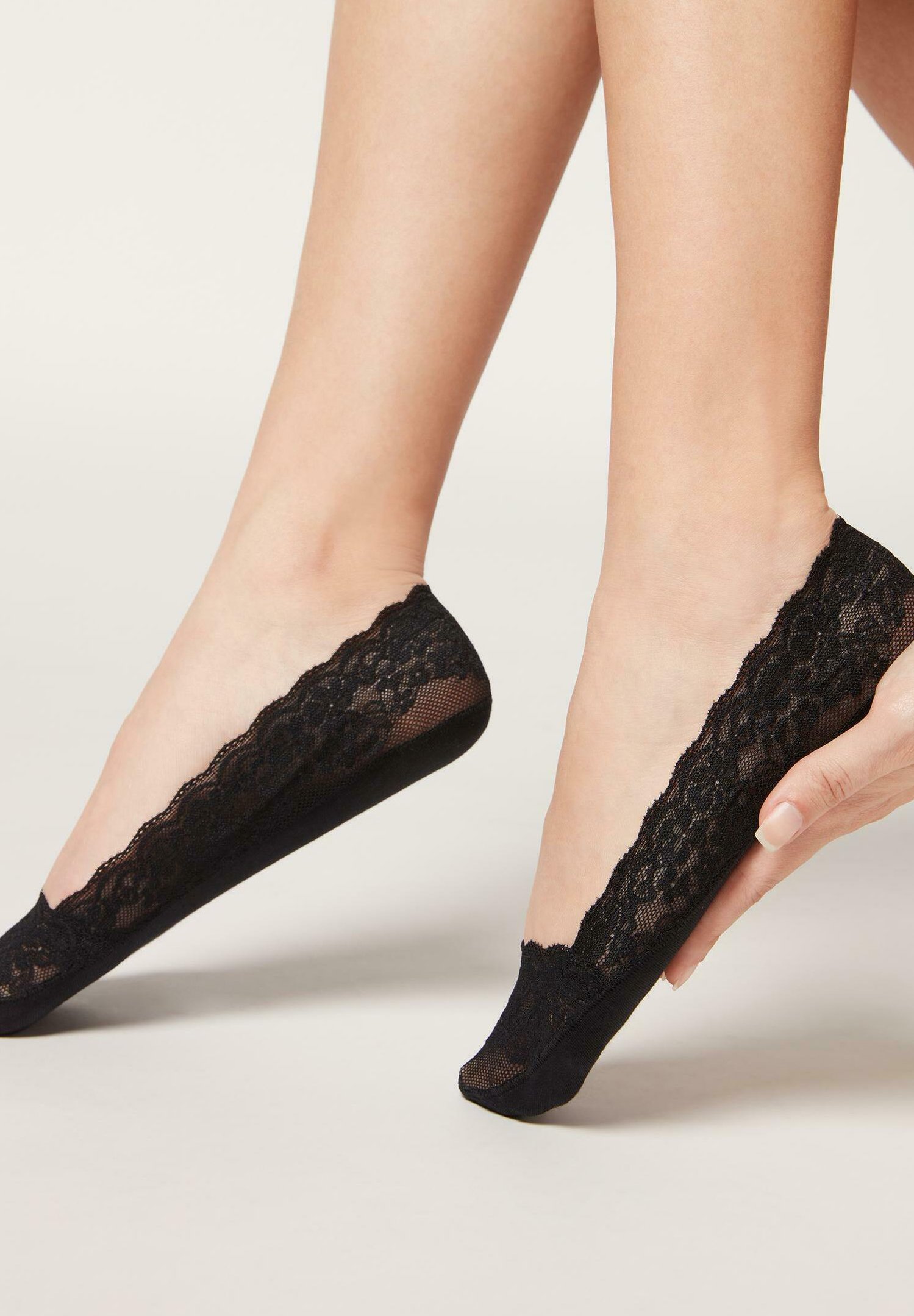 Calzedonia MODISCHE UNSICHTBARE - Calzini - pizzo nero/rosa screziato -  Zalando