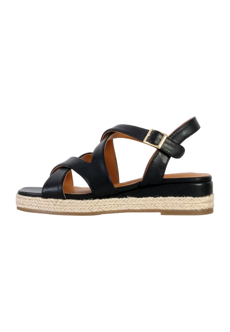 Divine Factory SANDALES COMPENSÉES À BRIDE  - Espadrillas - noir