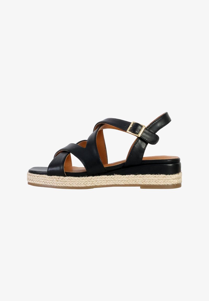 Divine Factory SANDALES COMPENSÉES À BRIDE - Espadrilles - noir
