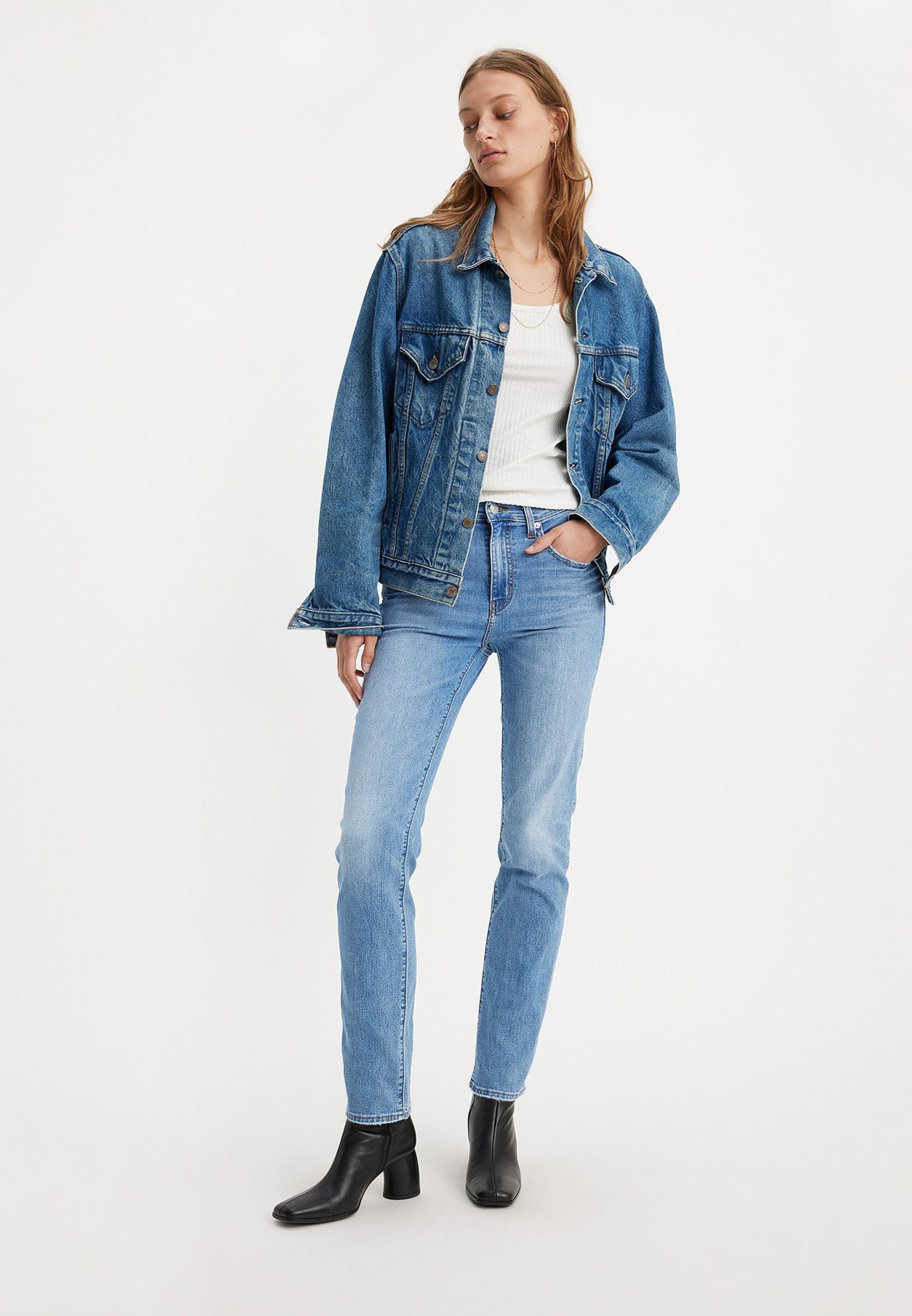 yoko rin  Levi's® 724 HIGH RISE STRAIGHT CHICORY COFFEE - Jeansy