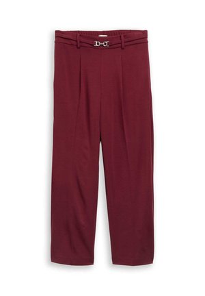 TOM TAILOR, TOM TAILOR HOSEN & CHINO CROPPED STRAIGHT  HOSE MIT GÜRTEL - Pantaloni - preppy plum